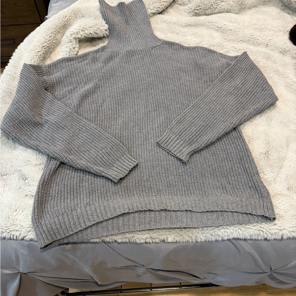 Gray Turtleneck Sweater - Women's Cozy Knit Pullover